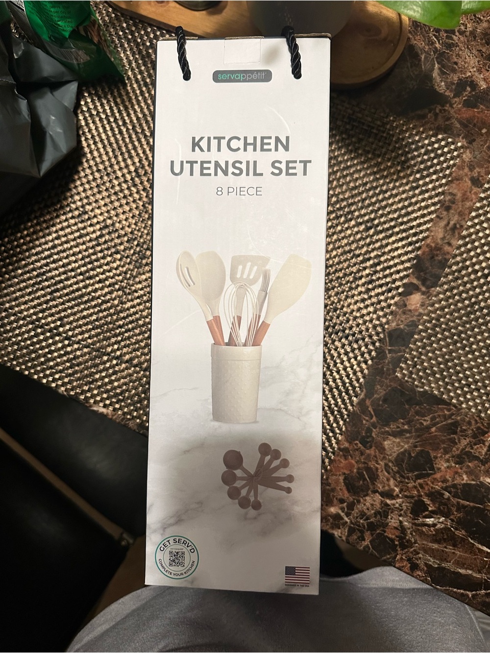 Servappetit Cream Kitchen Utensil Set with Copper Accents - 8 Piece